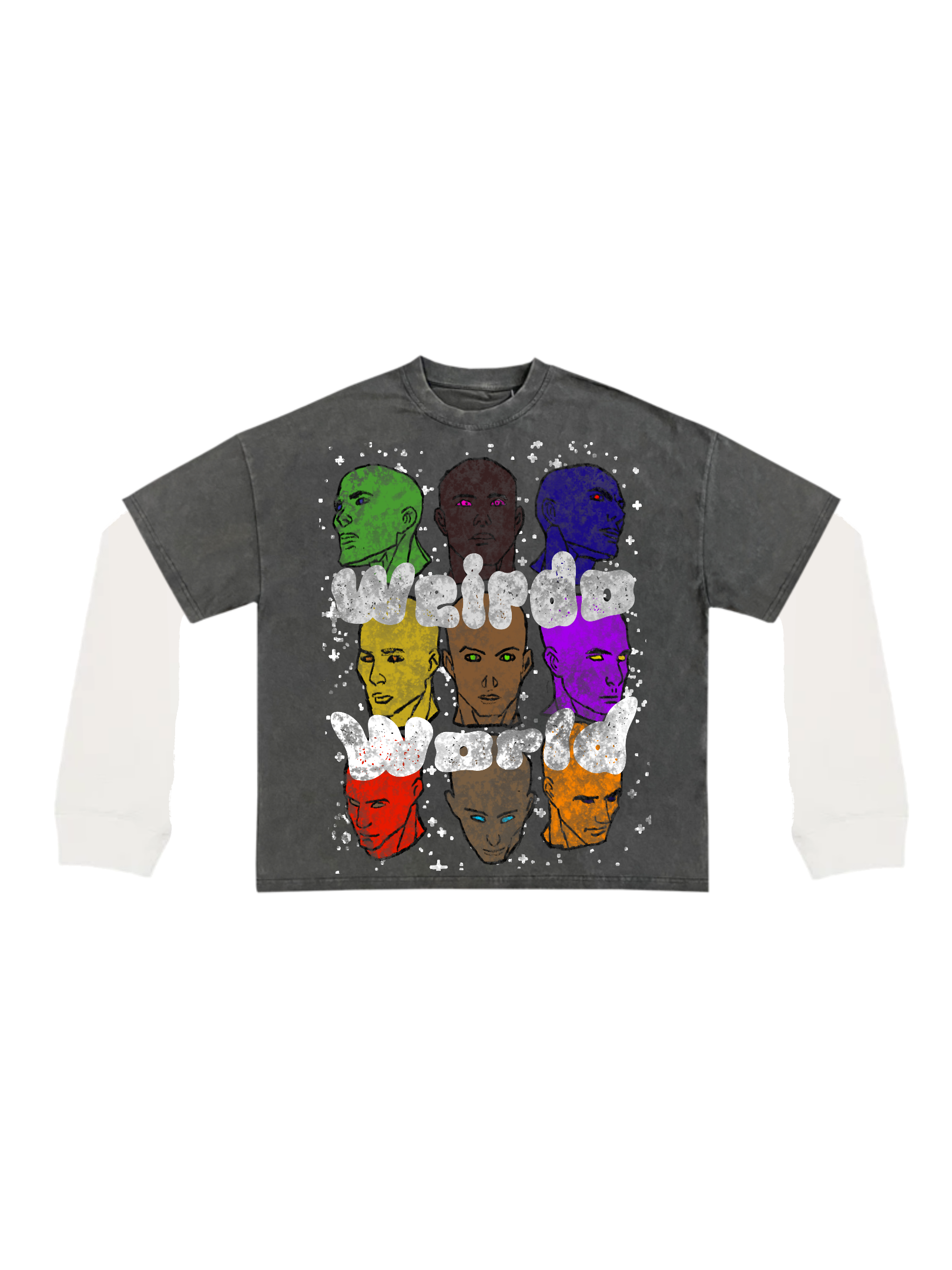 Weirdo Faces Double Layer Tee